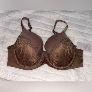 BNWT Auden Brown Full-Coverage Bra with Lace Details